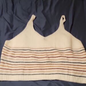Striped White and Brown Women's Top